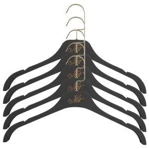 NOIR - Schwarze Kleiderbügel mit Goldaufdruck, 5 Stück, 43 cm lang, 14 cm hoch NOIR - Schwarze Kleiderbügel mit Goldaufdruck, 5 Stück, 43 cm lang, 14 cm hoch – Bild 1