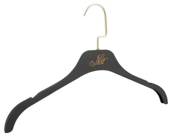 NOIR - Schwarze Kleiderbügel mit Goldaufdruck, 5 Stück, 43 cm lang, 14 cm hoch