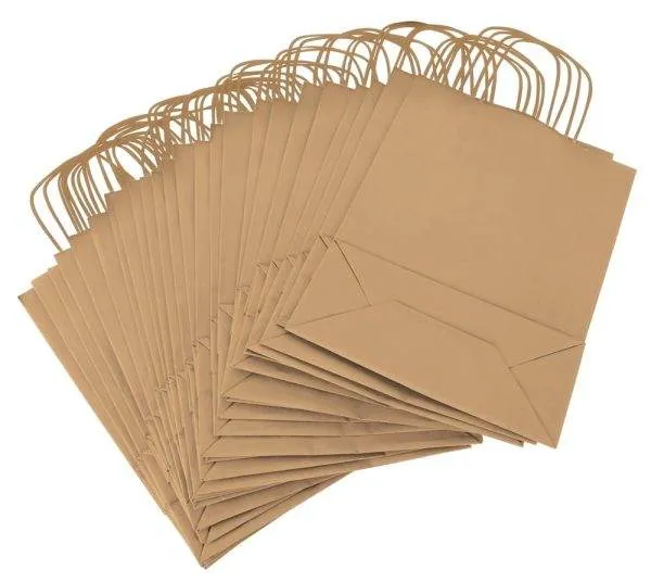 09148860000_nor_a EcoPack: Braune Recycelte Papier Tragetasche - 26 x 12 x 31 cm - 250 Stück
