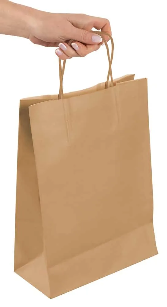 EcoPack: Braune Recycelte Papier Tragetasche - 26 x 12 x 31 cm - 250 Stück EcoPack: Braune Recycelte Papier Tragetasche - 26 x 12 x 31 cm - 250 Stück