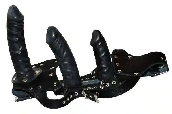 ZADO Leder-String mit 3 Dildos - verstellbar, chromfrei, hochwertig L/XL ZADO Leder-String mit 3 Dildos - verstellbar, chromfrei, hochwertig L/XL