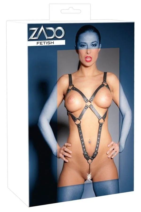 ZADO Leder Harness mit Vagina-Kugel S-L