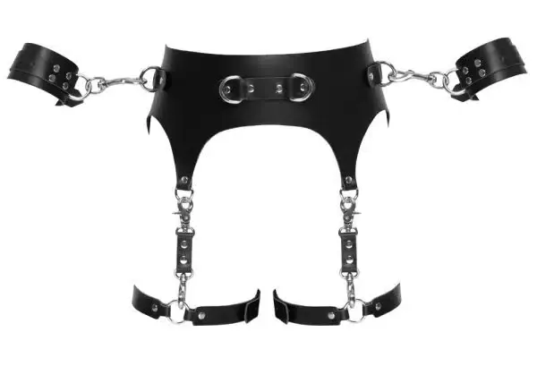 ZADO Bondage Strapsgurt - Leder, verstellbar, mit Fesseln S/M ZADO Bondage Strapsgurt - Leder, verstellbar, mit Fesseln S/M