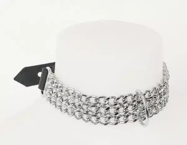 ZADO Leder-Halsfessel mit Metall-Gliederketten