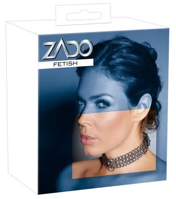 ZADO Leder-Halsfessel mit Metall-Gliederketten