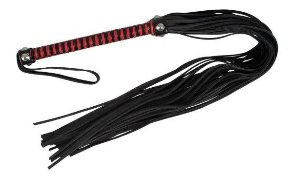 20403441000_nor_a ZADO Leder Peitsche - Zweifarbig umflochtener Griff, extra Lederriemen schwarz/rot