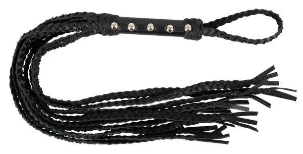 ZADO CatONine Leder Peitsche - 9 Riemen, nietenbesetzter Griff