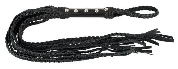 ZADO CatONine Leder Peitsche - 9 Riemen, nietenbesetzter Griff