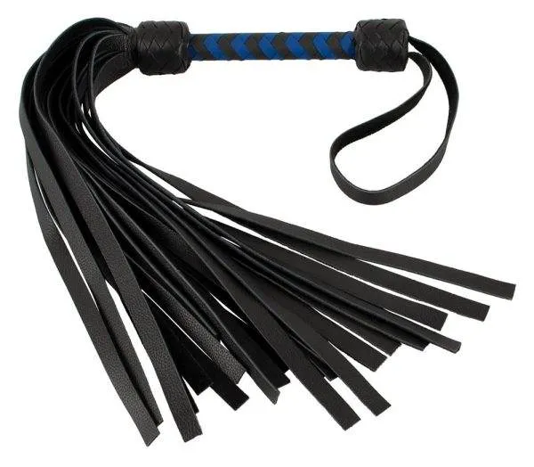 ZADO Leder-Flogger, hochwertig & edel schwarz/royalblau