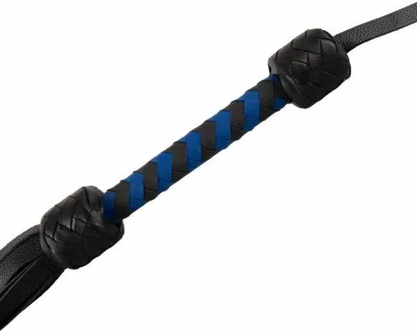 ZADO Leder-Flogger, hochwertig & edel schwarz/royalblau