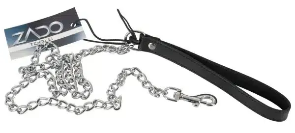 ZADO Kettenleine - Stilvolle Leder-Halteschlaufe Schwarz/Silber unisize ZADO Kettenleine - Stilvolle Leder-Halteschlaufe Schwarz/Silber unisize