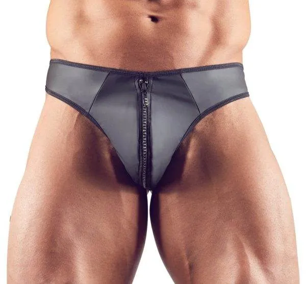 Svenjoyment Herren String S in Neopren-Optik mit Strass-Reißverschluss S Svenjoyment Herren String S in Neopren-Optik mit Strass-Reißverschluss S