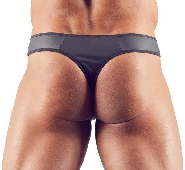 Svenjoyment Herren String S in Neopren-Optik mit Strass-Reißverschluss S Svenjoyment Herren String S in Neopren-Optik mit Strass-Reißverschluss S