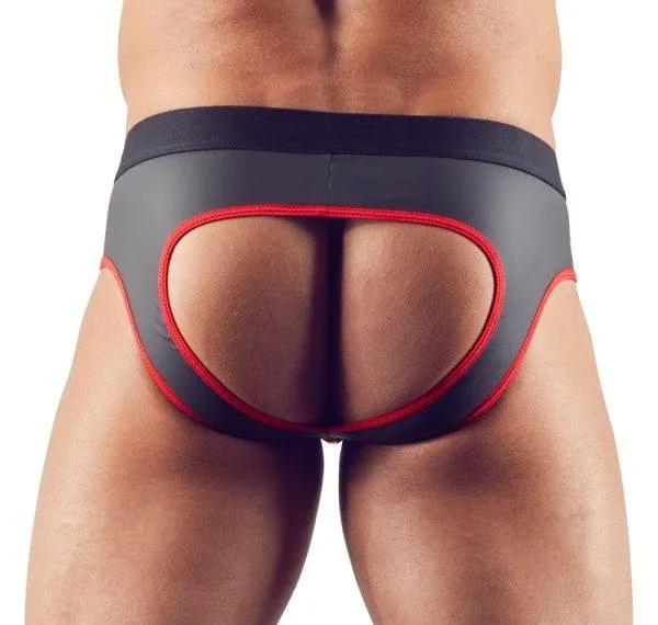 Svenjoyment Herren Jock S - Mattglanz Neopren-Gummi, Front-Zip Schwarz/Rot XL