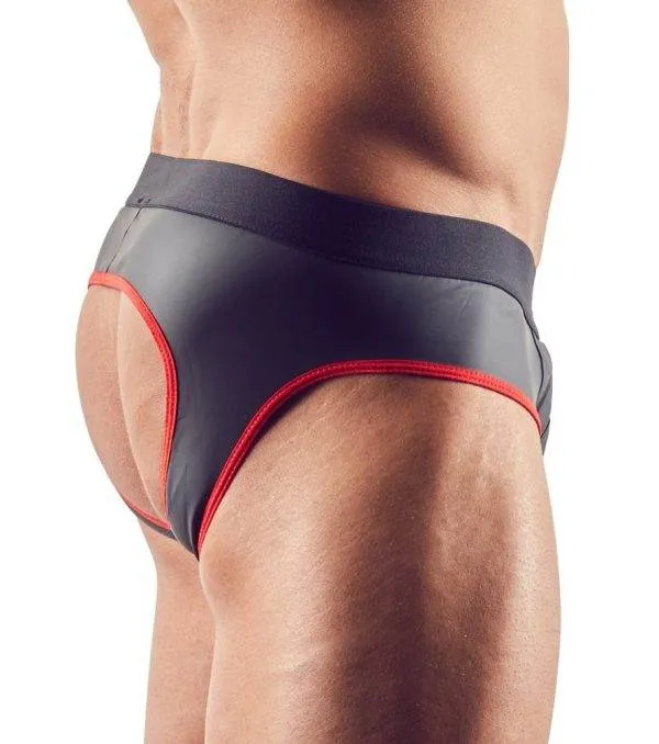 Svenjoyment Herren Jock S - Mattglanz Neopren-Gummi, Front-Zip Schwarz/Rot XL