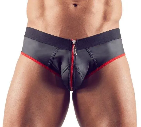 Svenjoyment Herren Jock S - Mattglanz Neopren-Gummi, Front-Zip Schwarz/Rot XL Svenjoyment Herren Jock S - Mattglanz Neopren-Gummi, Front-Zip Schwarz/Rot XL