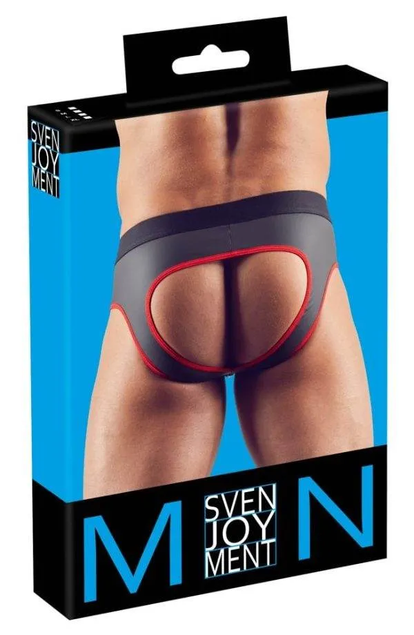 Svenjoyment Herren Jock S - Mattglanz Neopren-Gummi, Front-Zip Schwarz/Rot XL