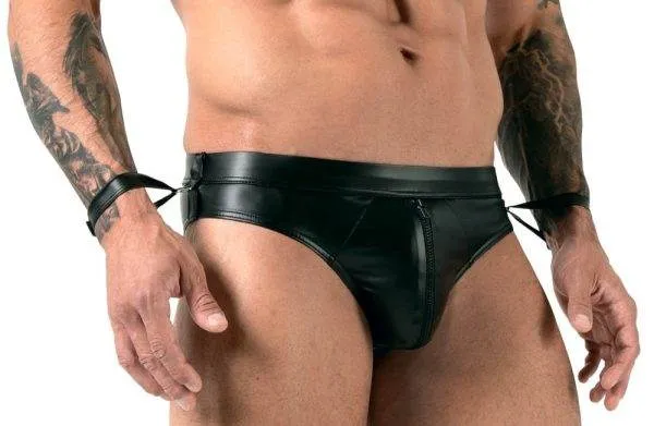 Svenjoyment Bondage Jockslip - Trendiger Mattlook, Handfesselriemen S