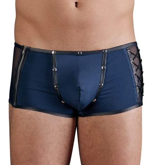 NEK Herren Pants Mikrofaser Mattlook, abknöpfbarer Beutel, Zip & Schnürung blau/schwarz M