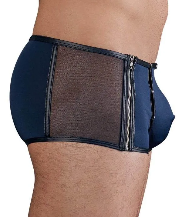 NEK Herren Pants Mikrofaser Mattlook, abknöpfbarer Beutel, Zip & Schnürung blau/schwarz M