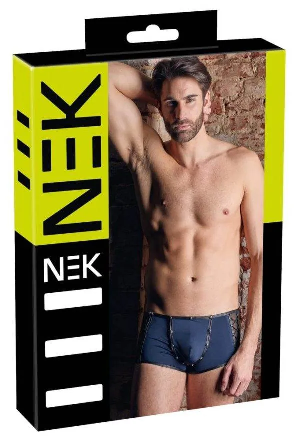 NEK Herren Pants Mikrofaser Mattlook, abknöpfbarer Beutel, Zip & Schnürung blau/schwarz M