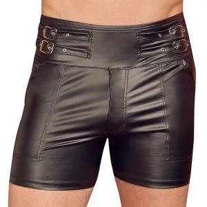 NEK Herren Shorts Schwarz - High Waist Mattlook mit Schnallenriemen M NEK Herren Shorts Schwarz - High Waist Mattlook mit Schnallenriemen M – Bild 2