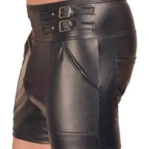 NEK Herren Shorts Schwarz - High Waist Mattlook mit Schnallenriemen M NEK Herren Shorts Schwarz - High Waist Mattlook mit Schnallenriemen M – Bild 3
