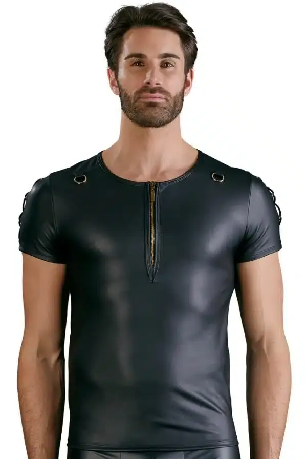 NEK Herren Shirt - Mattschwarz mit Reißverschluss und D-Ringen 2XL NEK Herren Shirt - Mattschwarz mit Reißverschluss und D-Ringen 2XL