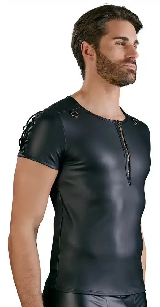 NEK Herren Shirt - Mattschwarz mit Reißverschluss und D-Ringen 2XL NEK Herren Shirt - Mattschwarz mit Reißverschluss und D-Ringen 2XL