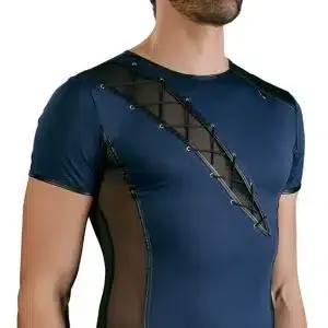 NEK Herrenshirt - elastische Mikrofaser, Powernet-Einsätze, dekorative Schnürung blau/schwarz L NEK Herrenshirt - elastische Mikrofaser, Powernet-Einsätze, dekorative Schnürung blau/schwarz L – Bild 3