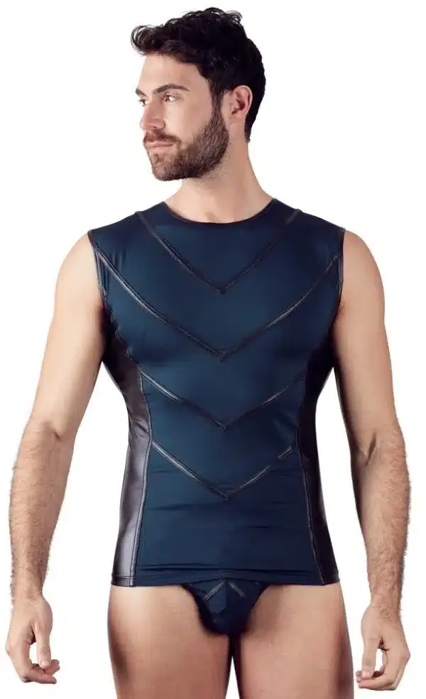 NEK Herren Top - Elastisch & Mattlook blau/schwarz S