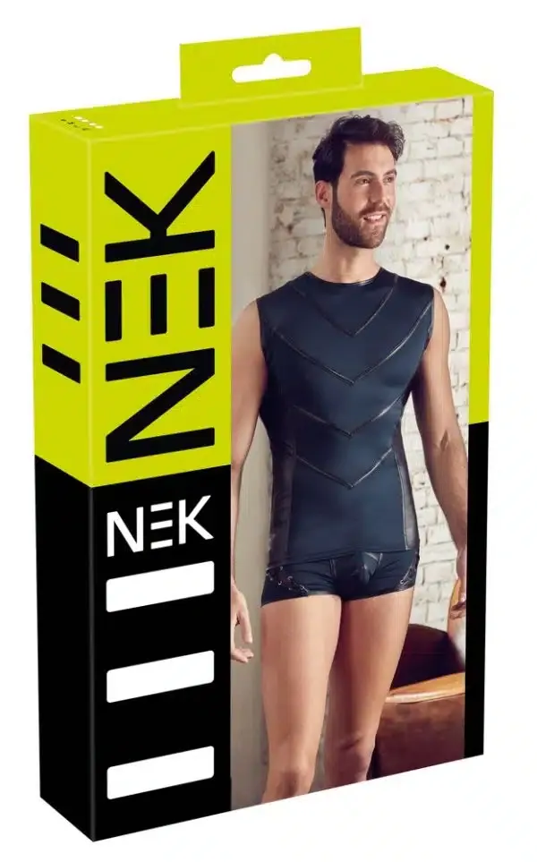 NEK Herren Top - Elastisch & Mattlook blau/schwarz S