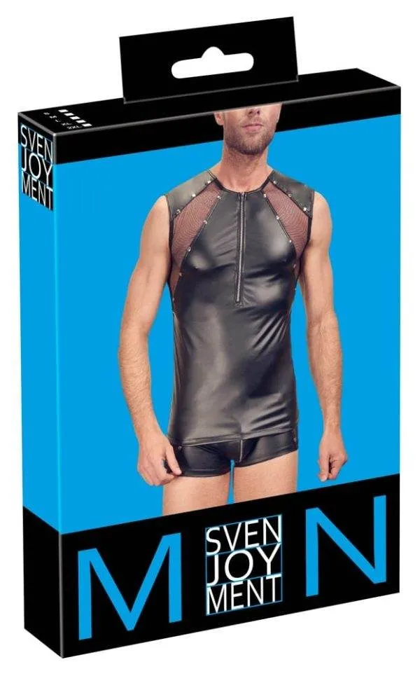 21614861701_verp Svenjoyment Herrenshirt - Mattlook, Netz-Einsätze, Nieten XL