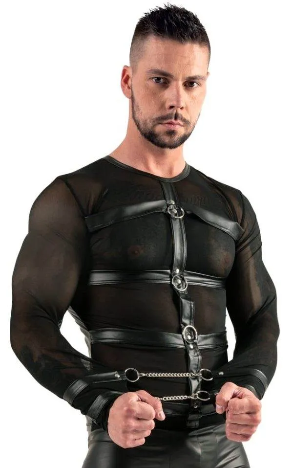 Svenjoyment Bondage Herren Langarm-Shirt mit Fesselriemen und Karabiner L Svenjoyment Bondage Herren Langarm-Shirt mit Fesselriemen und Karabiner L
