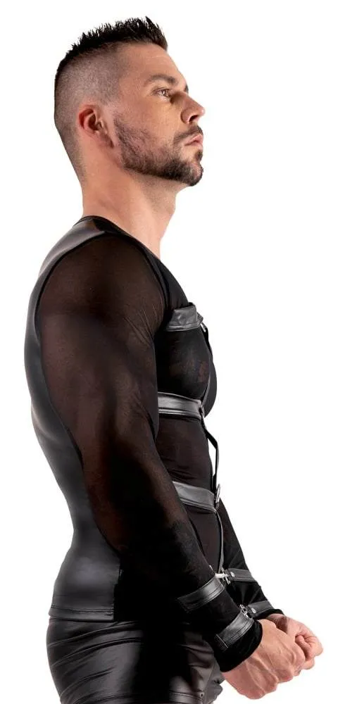 Svenjoyment Bondage Herren Langarm-Shirt mit Fesselriemen und Karabiner L Svenjoyment Bondage Herren Langarm-Shirt mit Fesselriemen und Karabiner L