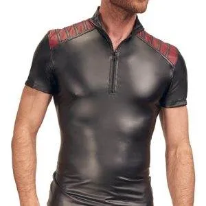NEK Herren Shirt Schwarz/Rot - Mattlook, Reißverschluss, exklusives Design Schwarz/Rot M NEK Herren Shirt Schwarz/Rot - Mattlook, Reißverschluss, exklusives Design Schwarz/Rot M – Bild 4