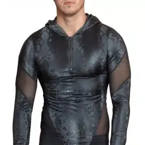 NEK Herren Shirt S - Schlangenhaut-Optik, Powernet, Kapuze L NEK Herren Shirt S - Schlangenhaut-Optik, Powernet, Kapuze L – Bild 3