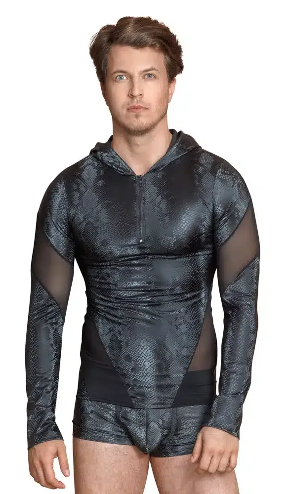 NEK Herren Shirt S - Schlangenhaut-Optik, Powernet, Kapuze L