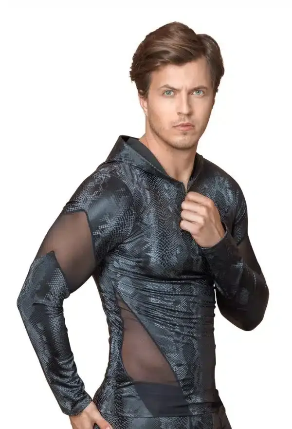 NEK Herren Shirt S - Schlangenhaut-Optik, Powernet, Kapuze L NEK Herren Shirt S - Schlangenhaut-Optik, Powernet, Kapuze L