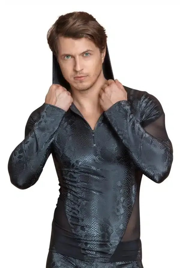 NEK Herren Shirt S - Schlangenhaut-Optik, Powernet, Kapuze L NEK Herren Shirt S - Schlangenhaut-Optik, Powernet, Kapuze L