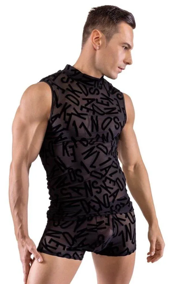 Svenjoyment Herren Top S - Buchstaben-Print, transparent, körperbetonend XL Svenjoyment Herren Top S - Buchstaben-Print, transparent, körperbetonend XL