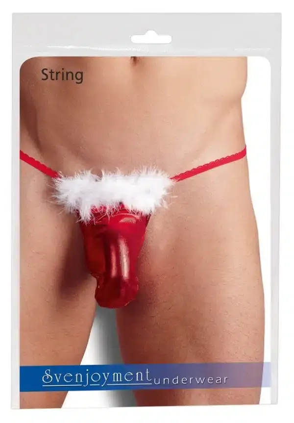 Svenjoyment Weihnachts-String rot-weiß S-L