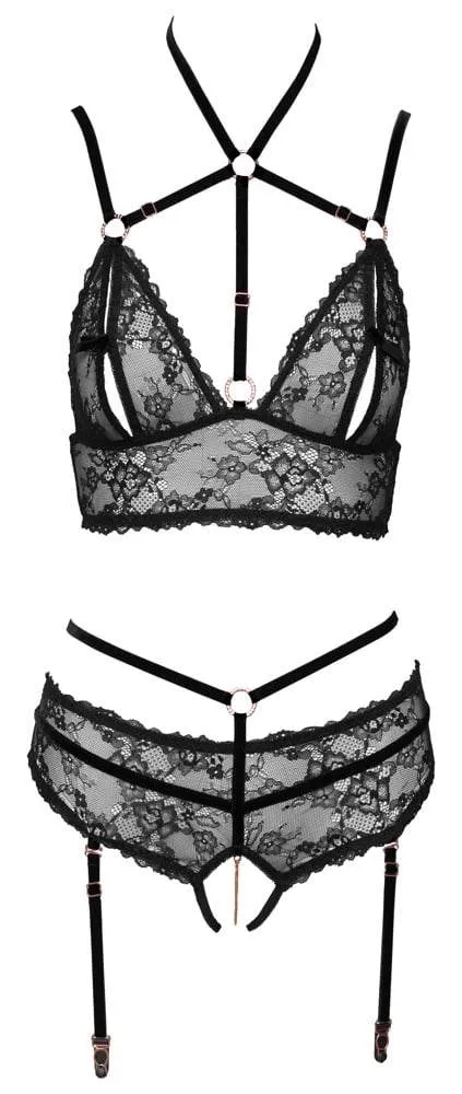 Aubierta Fina BH-Set mit Spitze und Samt, ouvert L Aubierta Fina BH-Set mit Spitze und Samt, ouvert L
