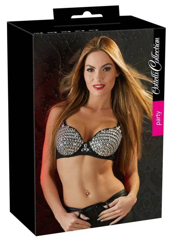 Cottelli PARTY Glitzer Perlen BH Schwarz/Silber 85B