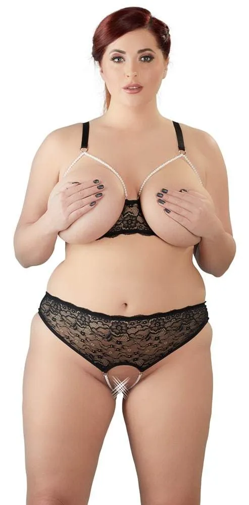 Cottelli CURVES - Perlenset mit Soft-BH und String 4XL