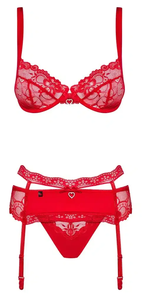 Obsessive Heartina - Verführ-Set mit Spitze und Strass S/M