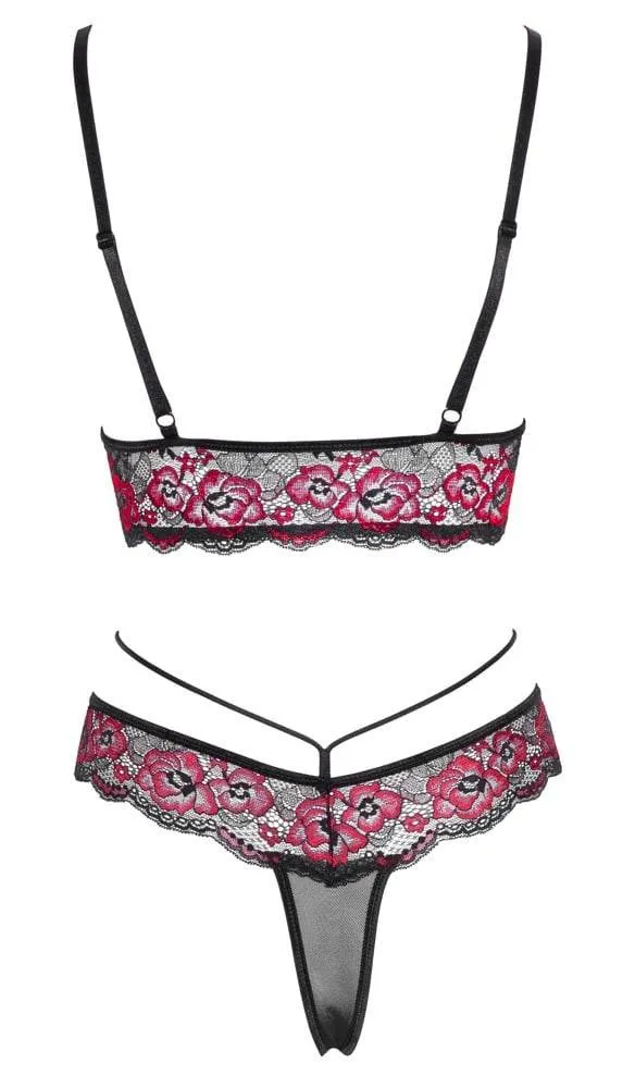 Cottelli LINGERIE: Spitzen BH Set, sinnlich & bequem Schwarz/Rot S Cottelli LINGERIE: Spitzen BH Set, sinnlich & bequem Schwarz/Rot S
