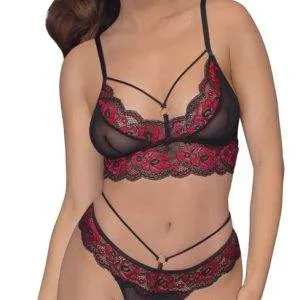 Cottelli LINGERIE: Spitzen BH Set, sinnlich & bequem Schwarz/Rot S Cottelli LINGERIE: Spitzen BH Set, sinnlich & bequem Schwarz/Rot S – Bild 2