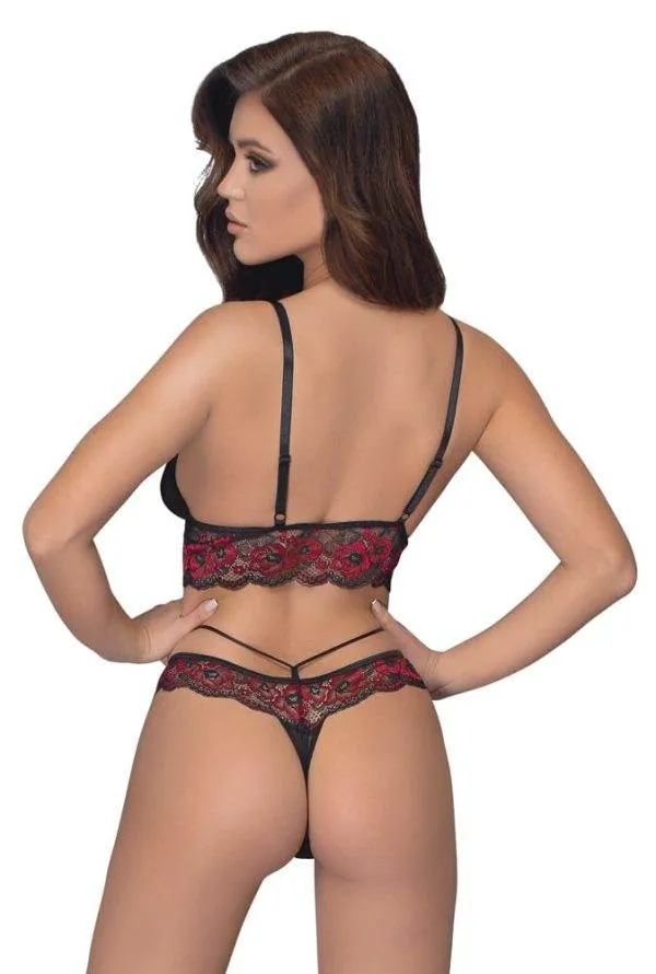 Cottelli LINGERIE: Spitzen BH Set, sinnlich & bequem Schwarz/Rot S Cottelli LINGERIE: Spitzen BH Set, sinnlich & bequem Schwarz/Rot S
