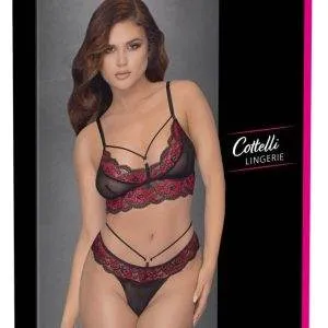 Cottelli LINGERIE: Spitzen BH Set, sinnlich & bequem Schwarz/Rot S Cottelli LINGERIE: Spitzen BH Set, sinnlich & bequem Schwarz/Rot S – Bild 1